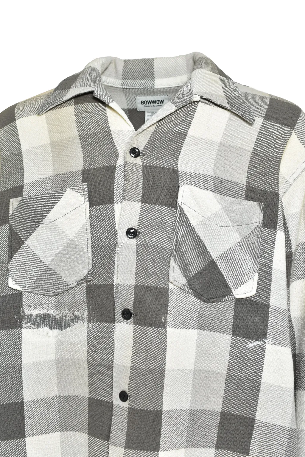 Damaged And Stained Flannel Shirt / Aged Gry×Wht