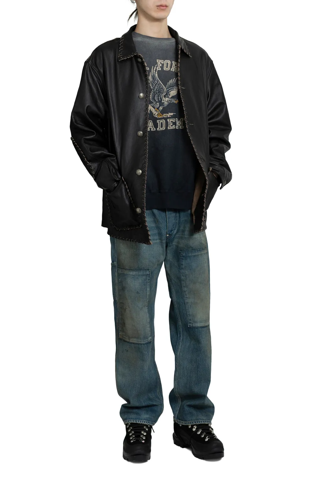 Braided Leather Coverall / Blk