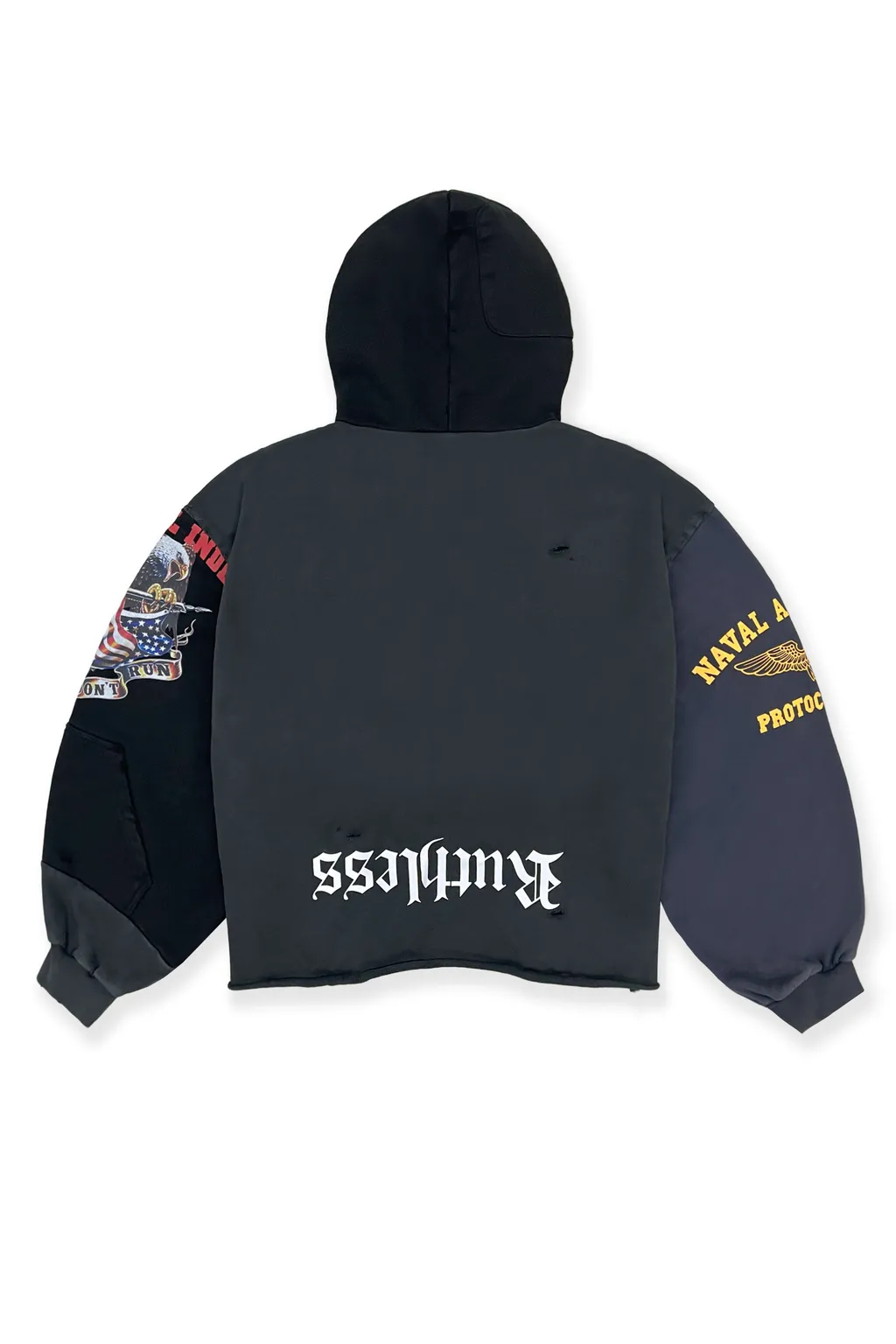 Upside Down Zip Hoodie / Multi Blk