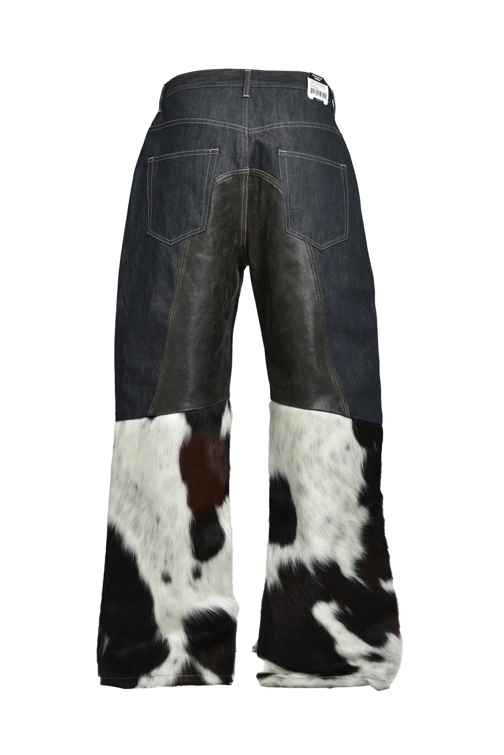 Paneled Hybrid Denim Pants / Pony Hair