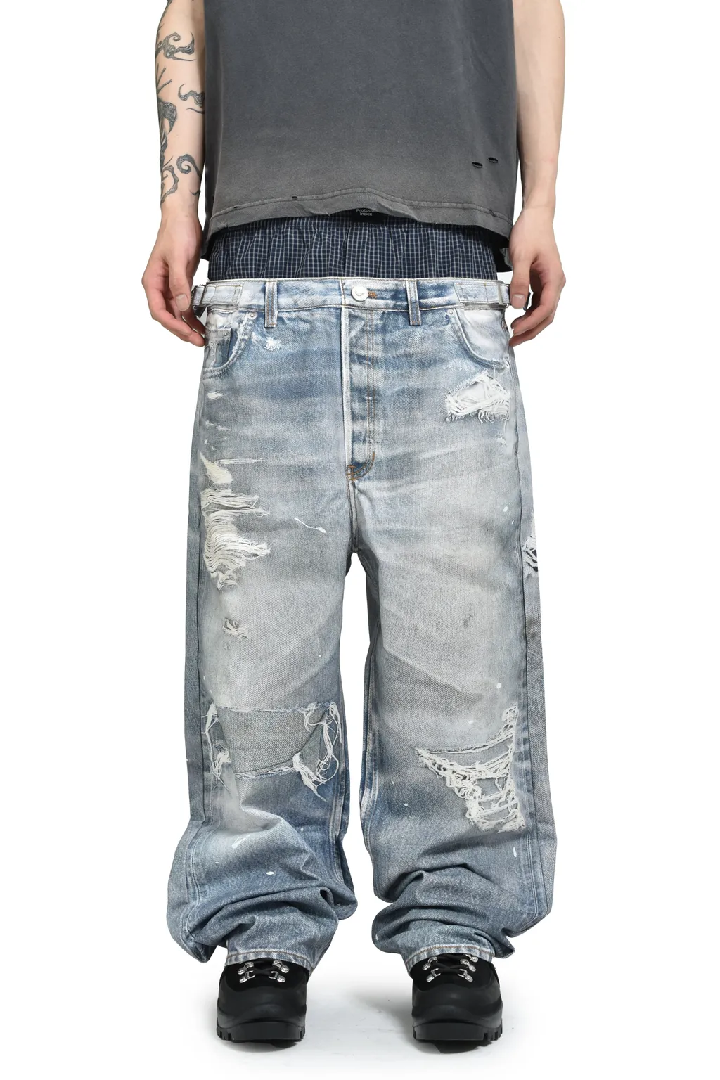 Trompeloeil Layered Pants / Blu