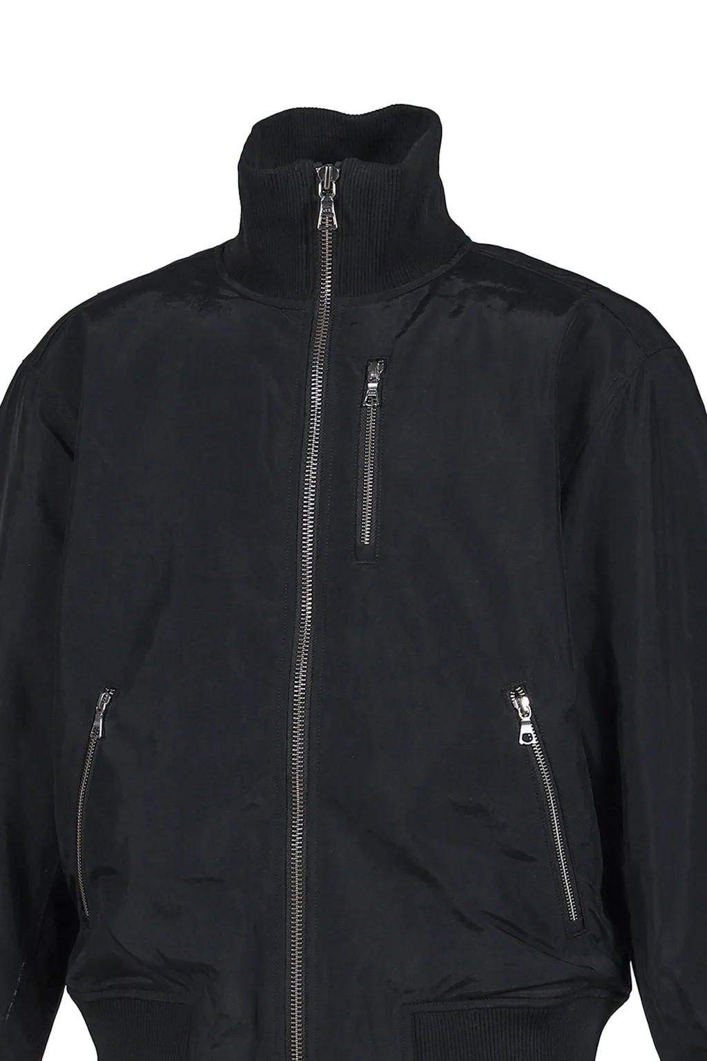 High Collar Raw Edge Millitary Bomber / Blk