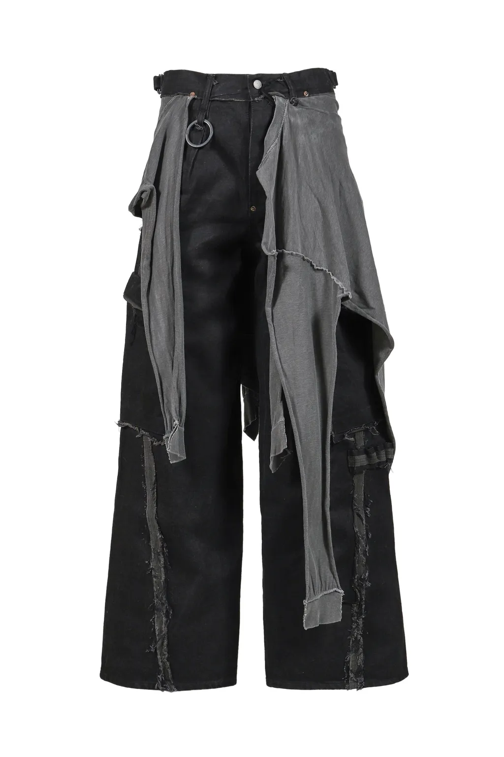 Slash Seam Twist Cargo Jeans With Wrapped / Aged Blk