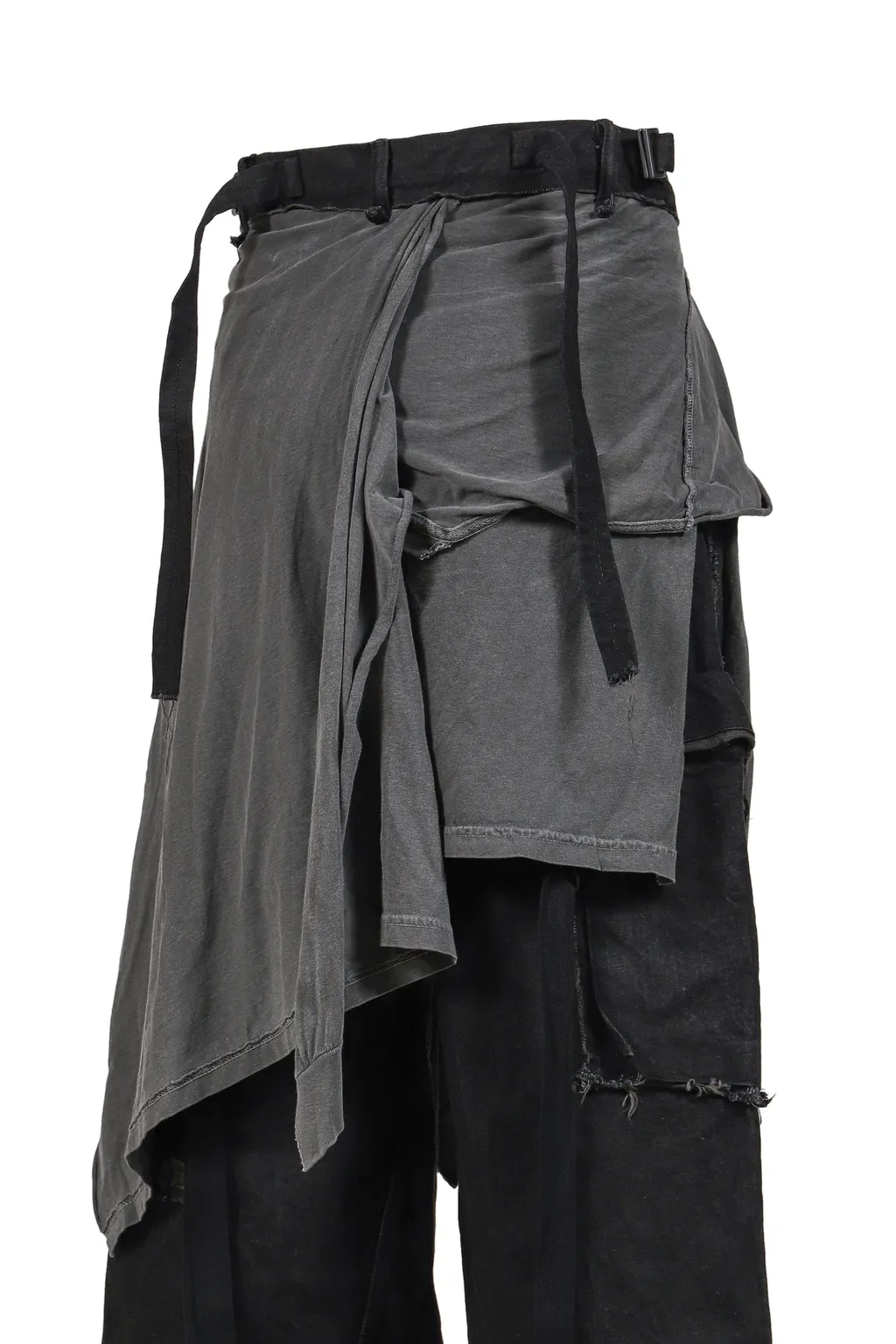 Slash Seam Twist Cargo Jeans With Wrapped / Aged Blk