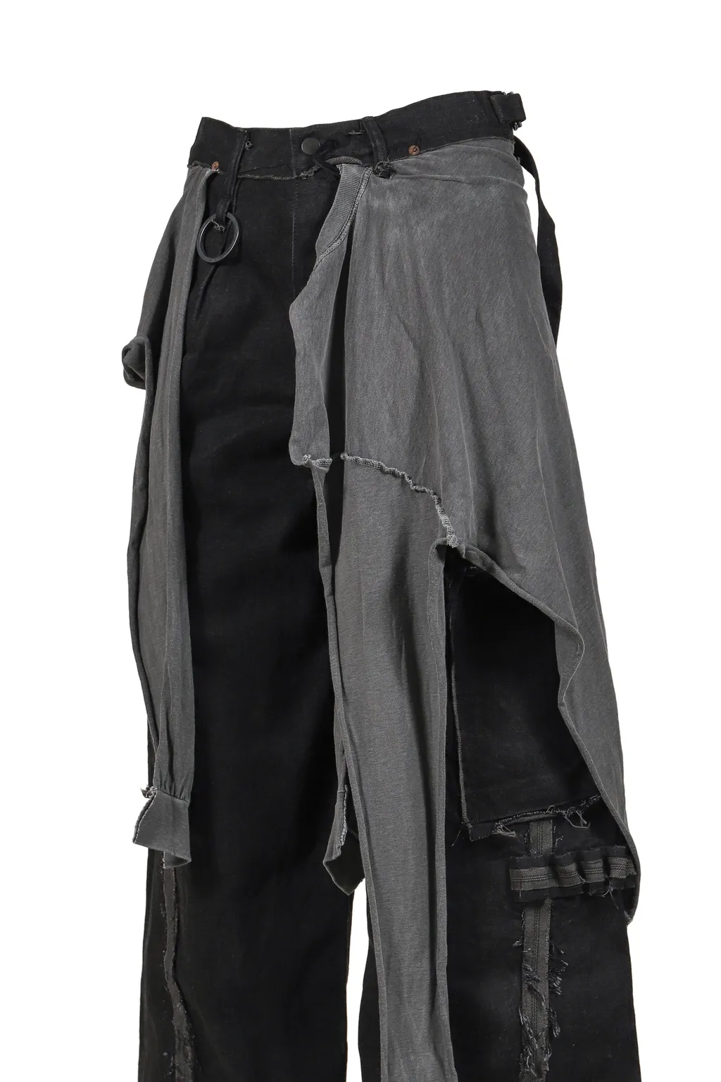 Slash Seam Twist Cargo Jeans With Wrapped / Aged Blk
