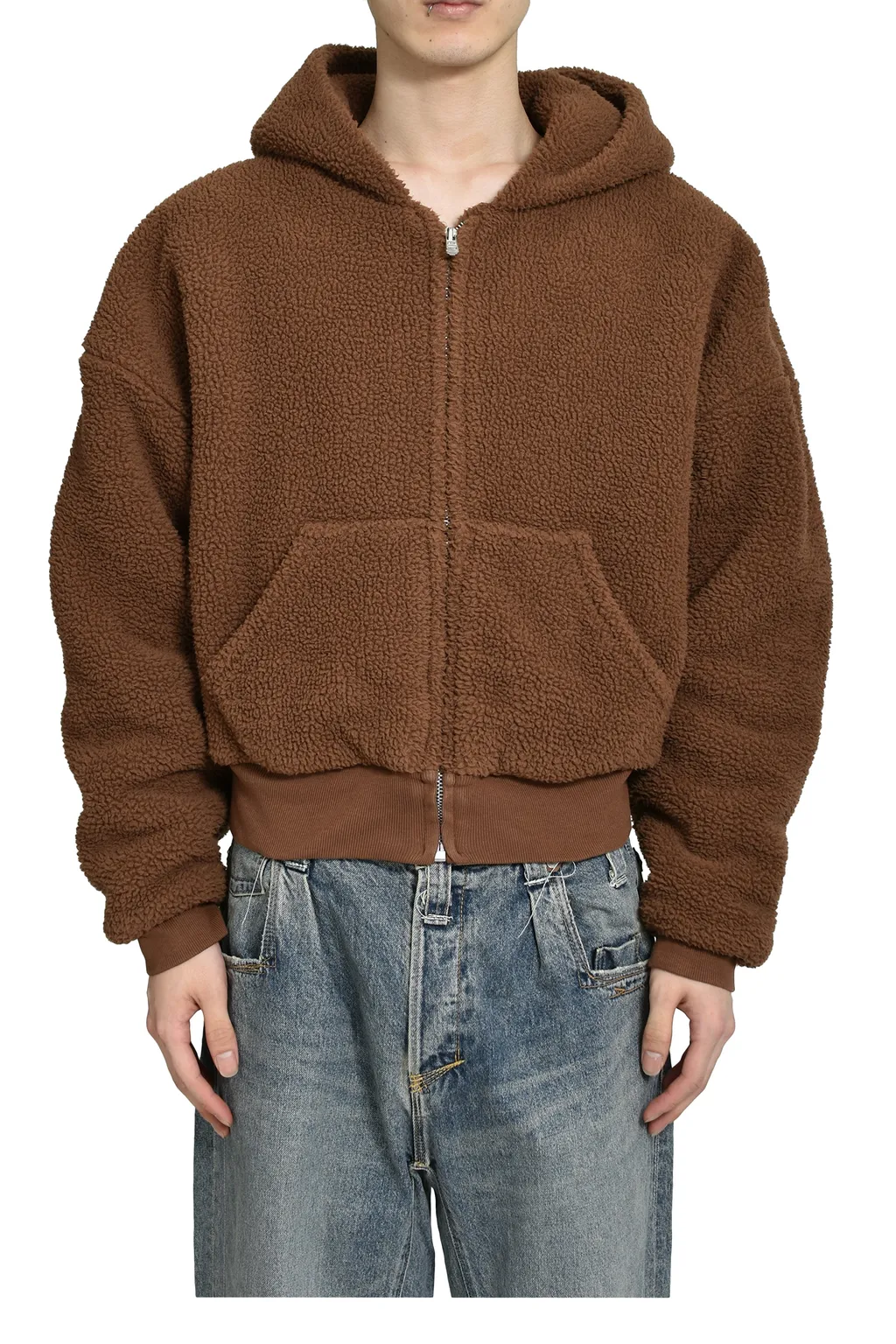 Terry Fleece Zipped Hoodie Knit / Brw