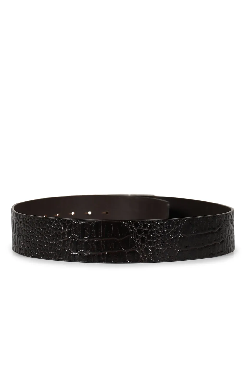 Erl Logo Croco Effect Leather Belt / Brw