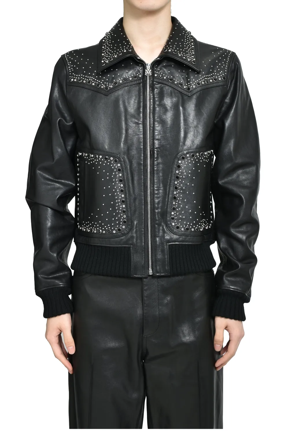 Crystal Leather Western Jacket / Blk