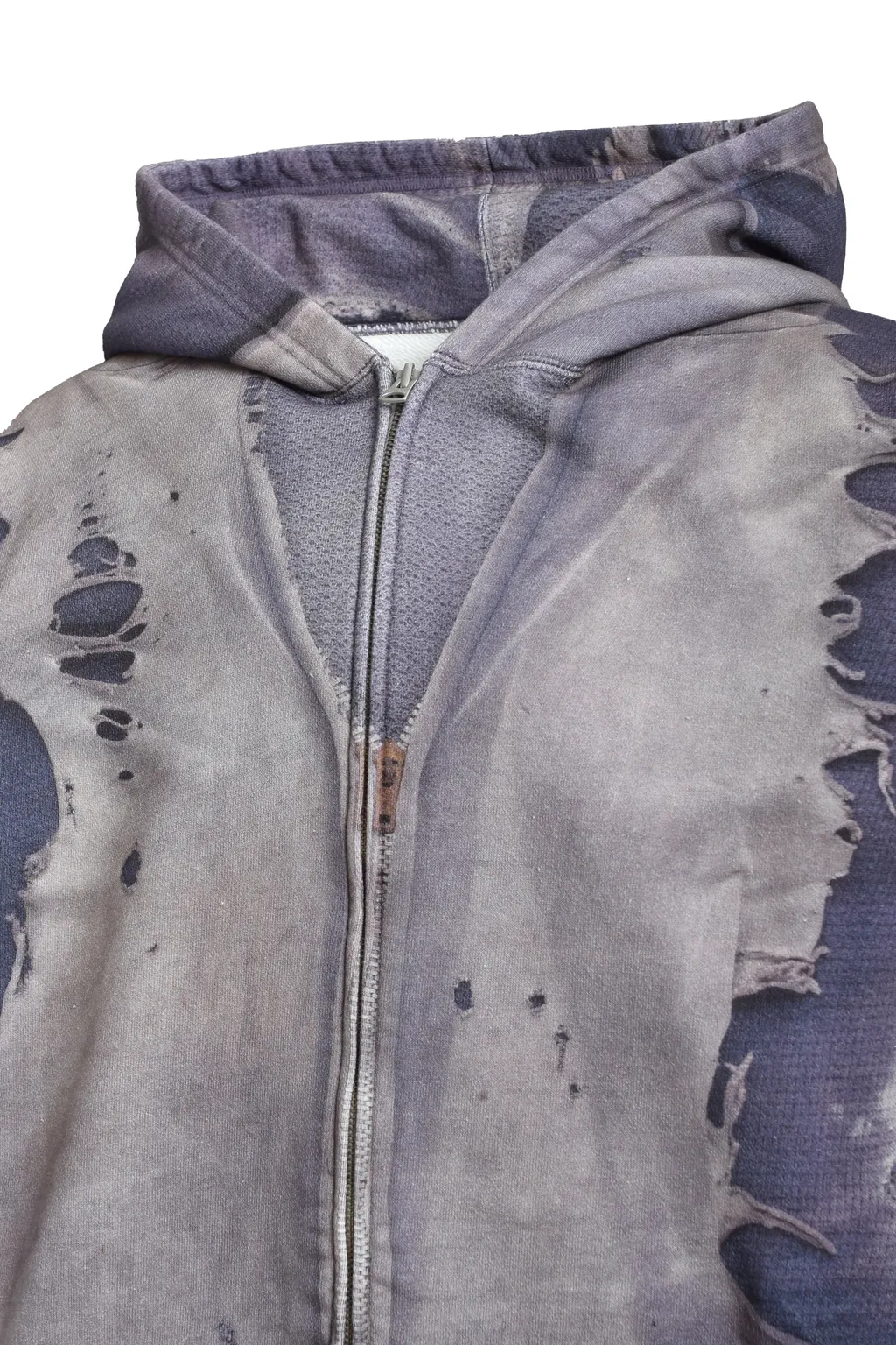 Trompe L'oeil Print Zip Hoodie / Nvy