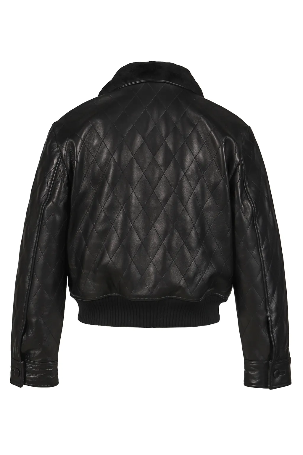 Quilted Leather Bomber / Black