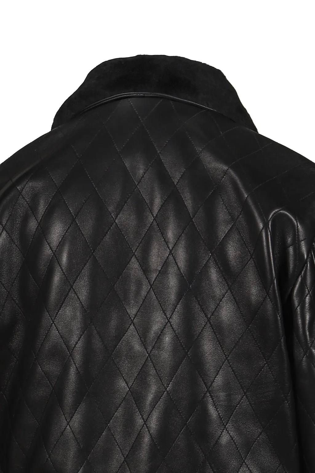 Quilted Leather Bomber / Black