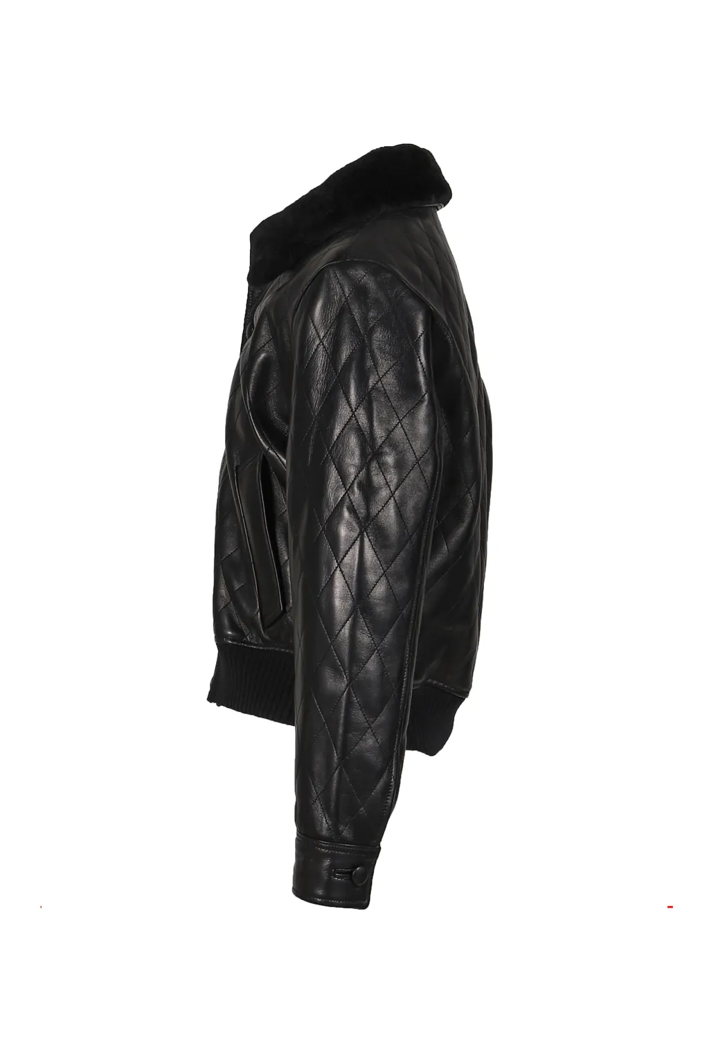 Quilted Leather Bomber / Black