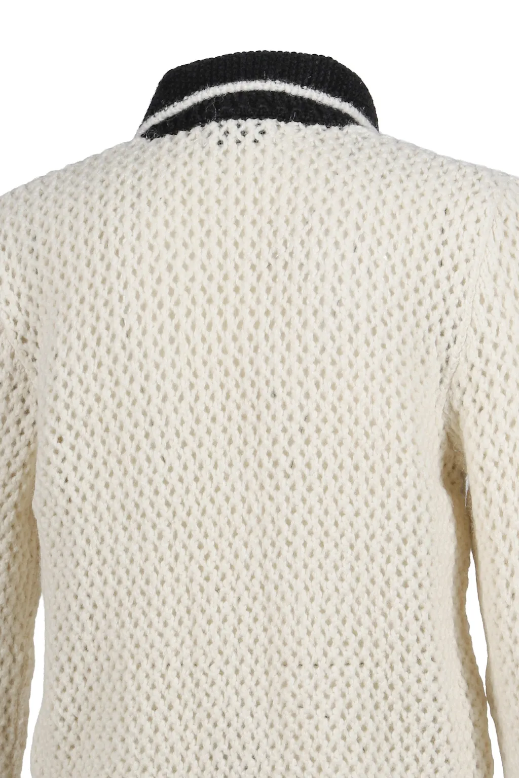 Crochet Contrast Pocket Cardigan / Wht Blk