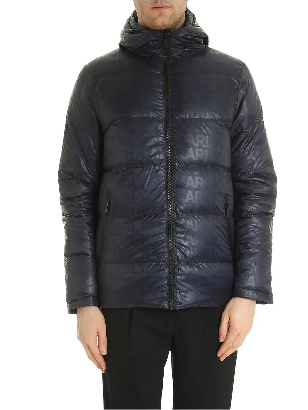 Karl Lagerfeld Zipped Hooded Down Jacket