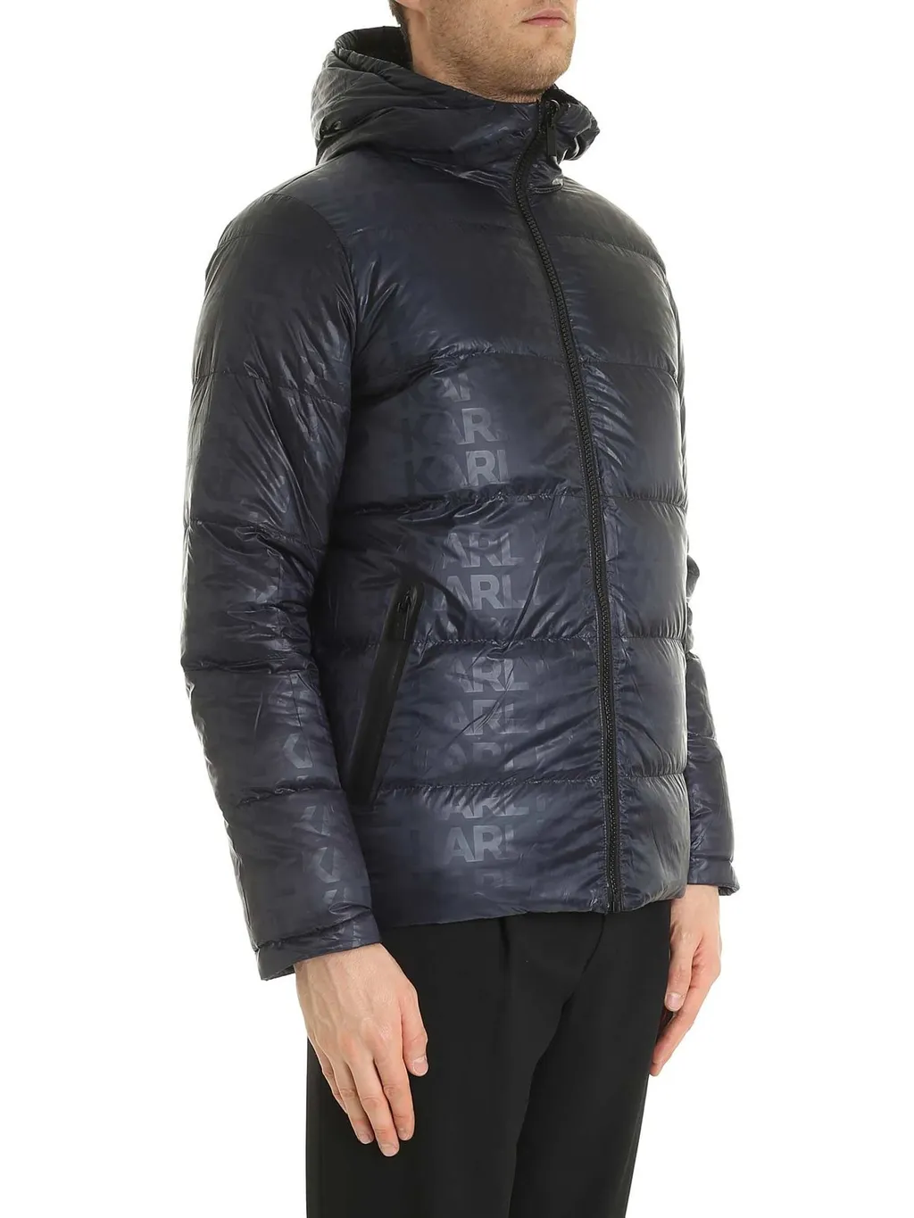 Karl Lagerfeld Zipped Hooded Down Jacket