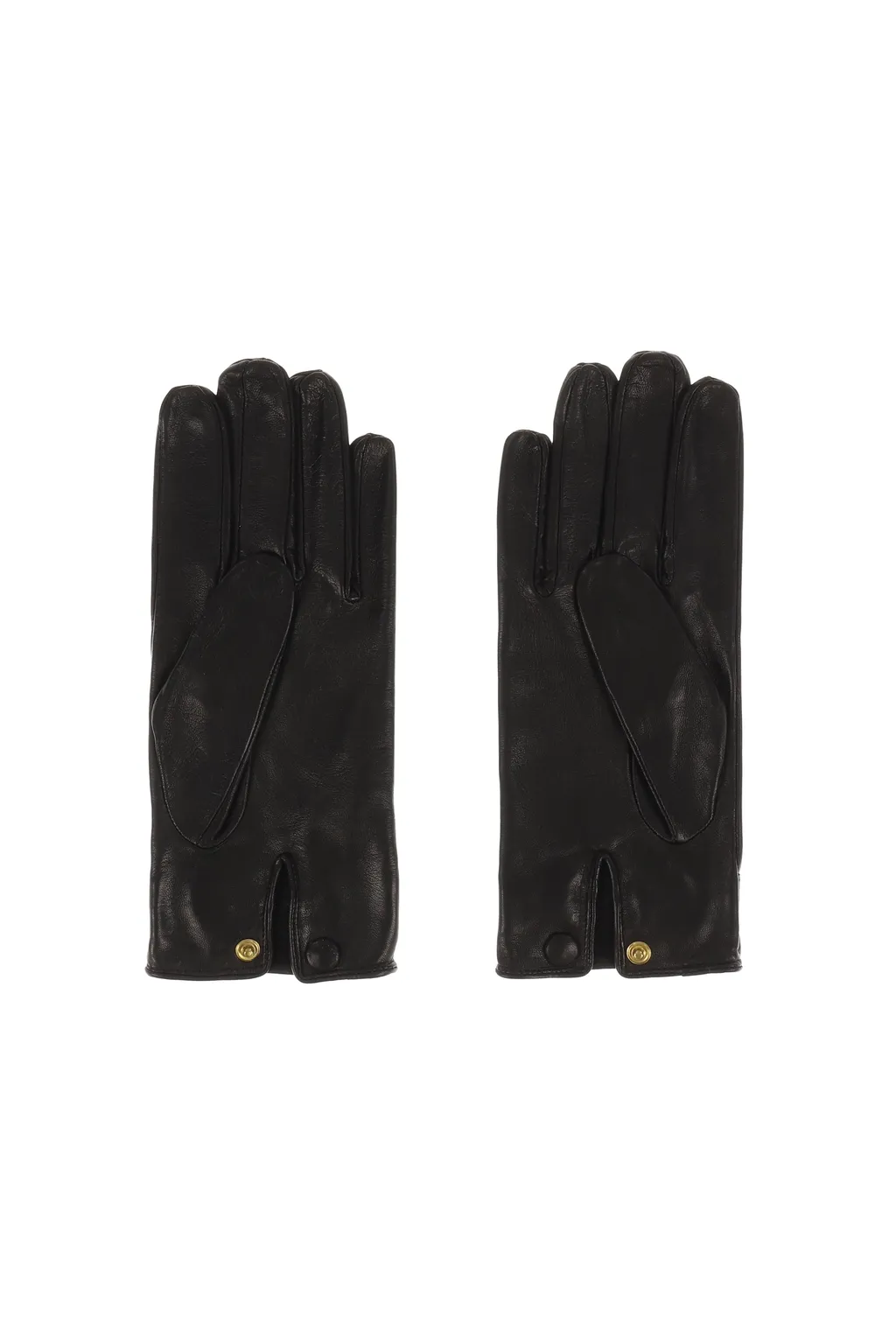 Buckle Aplique Leather Gloves / Blk