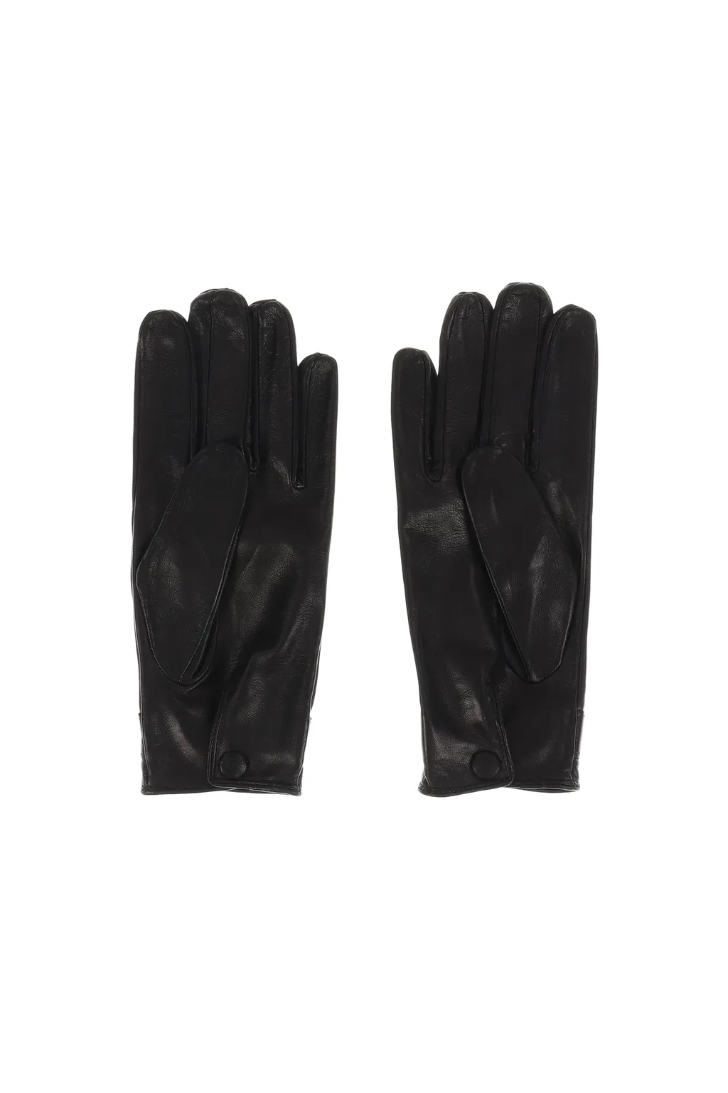 Buckle Aplique Leather Gloves / Blk