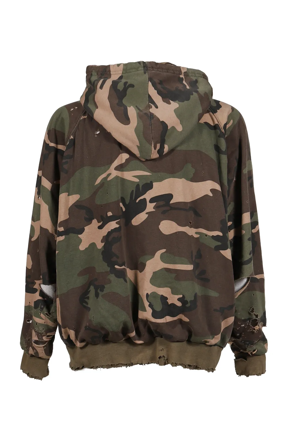 Hard Damaged Inner Waffle Sweat Parka / Camo