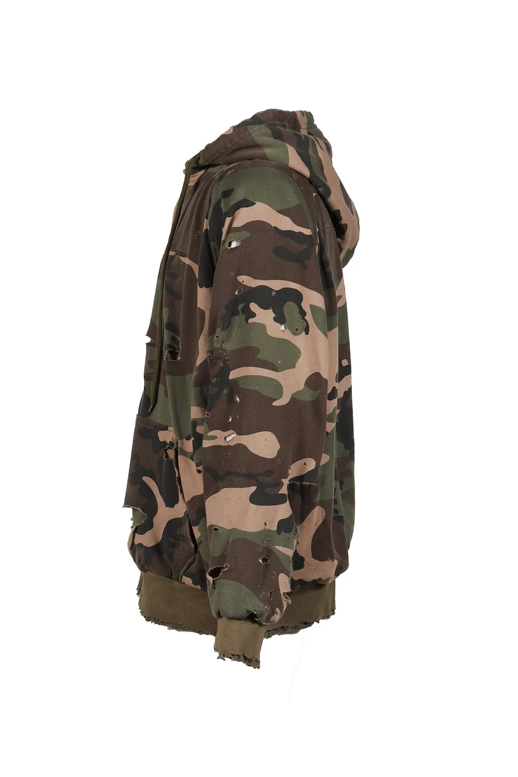 Hard Damaged Inner Waffle Sweat Parka / Camo