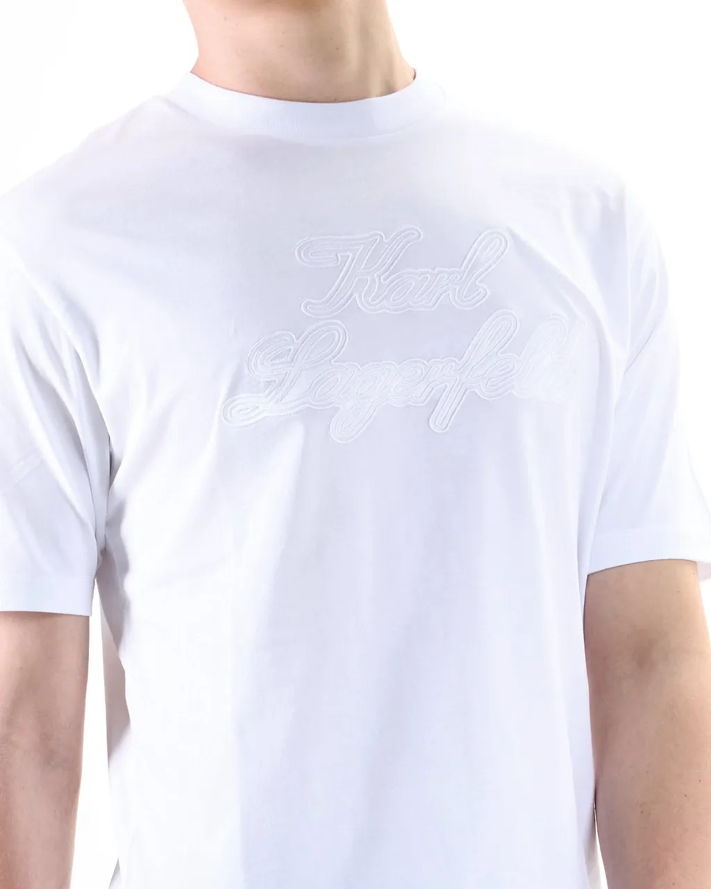 Karl Lagerfeld Logo Embossed Crewneck T-Shirt
