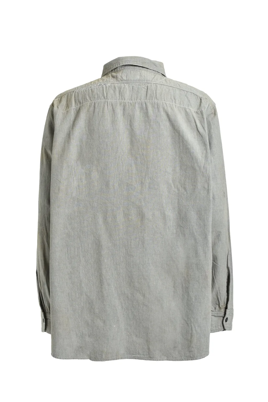 Repaired Worn Gray Chambray Shirt / Aged Gry