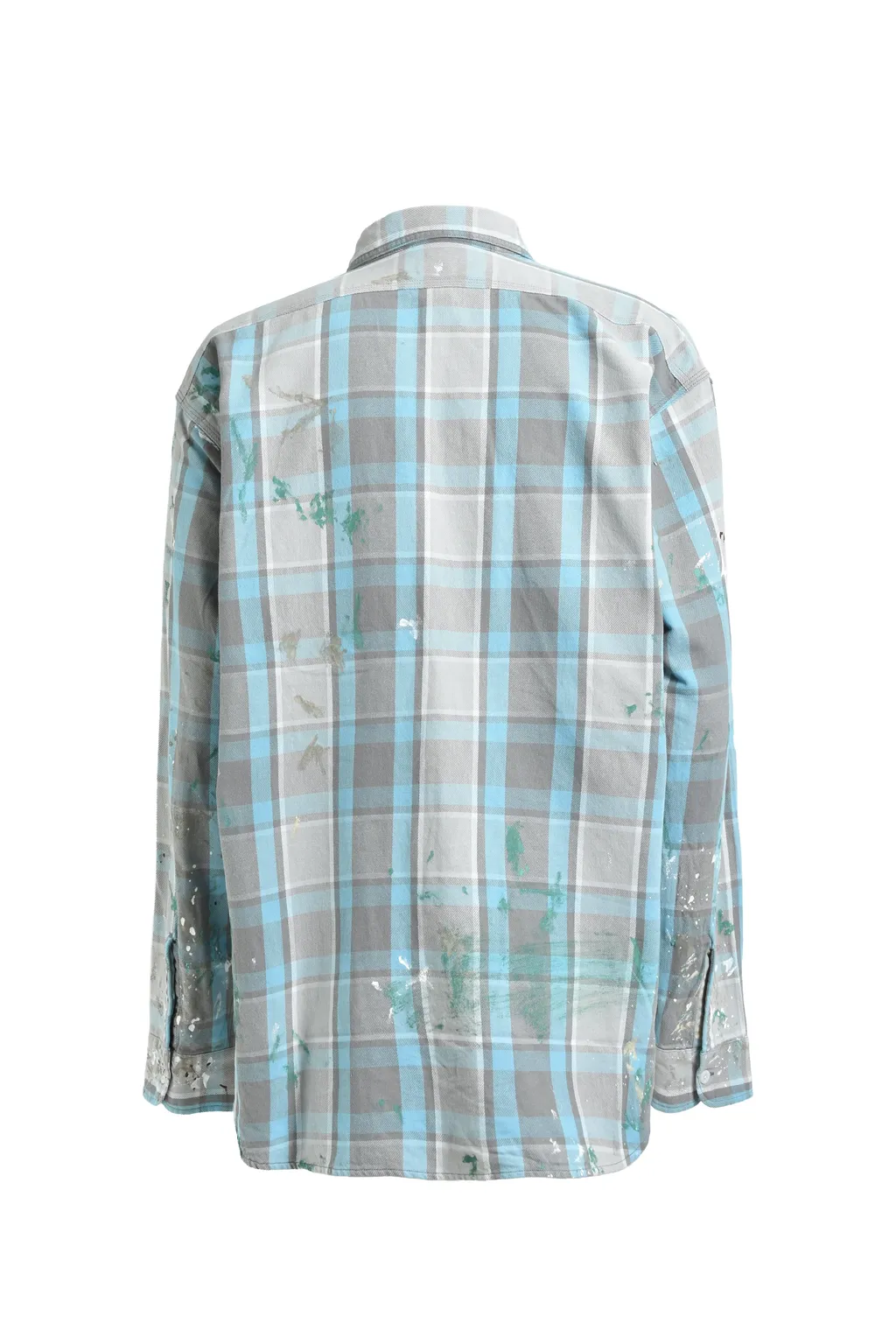 Painter's Paint Stained Flannel Shirt / Aged L.Blu×O.Wht