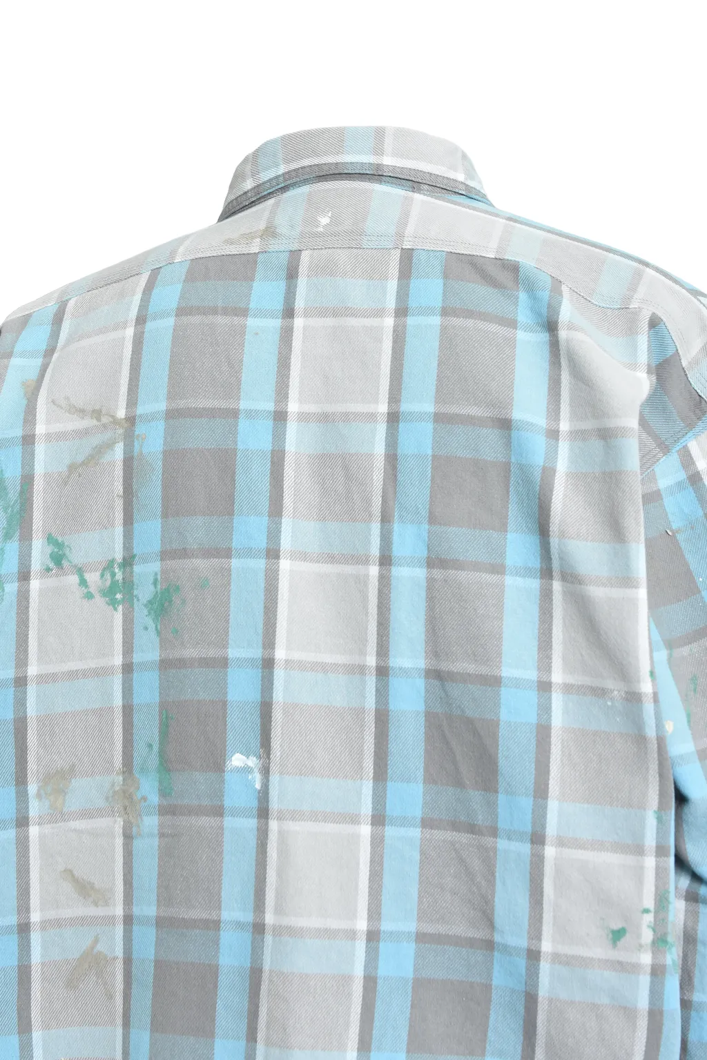 Painter's Paint Stained Flannel Shirt / Aged L.Blu×O.Wht