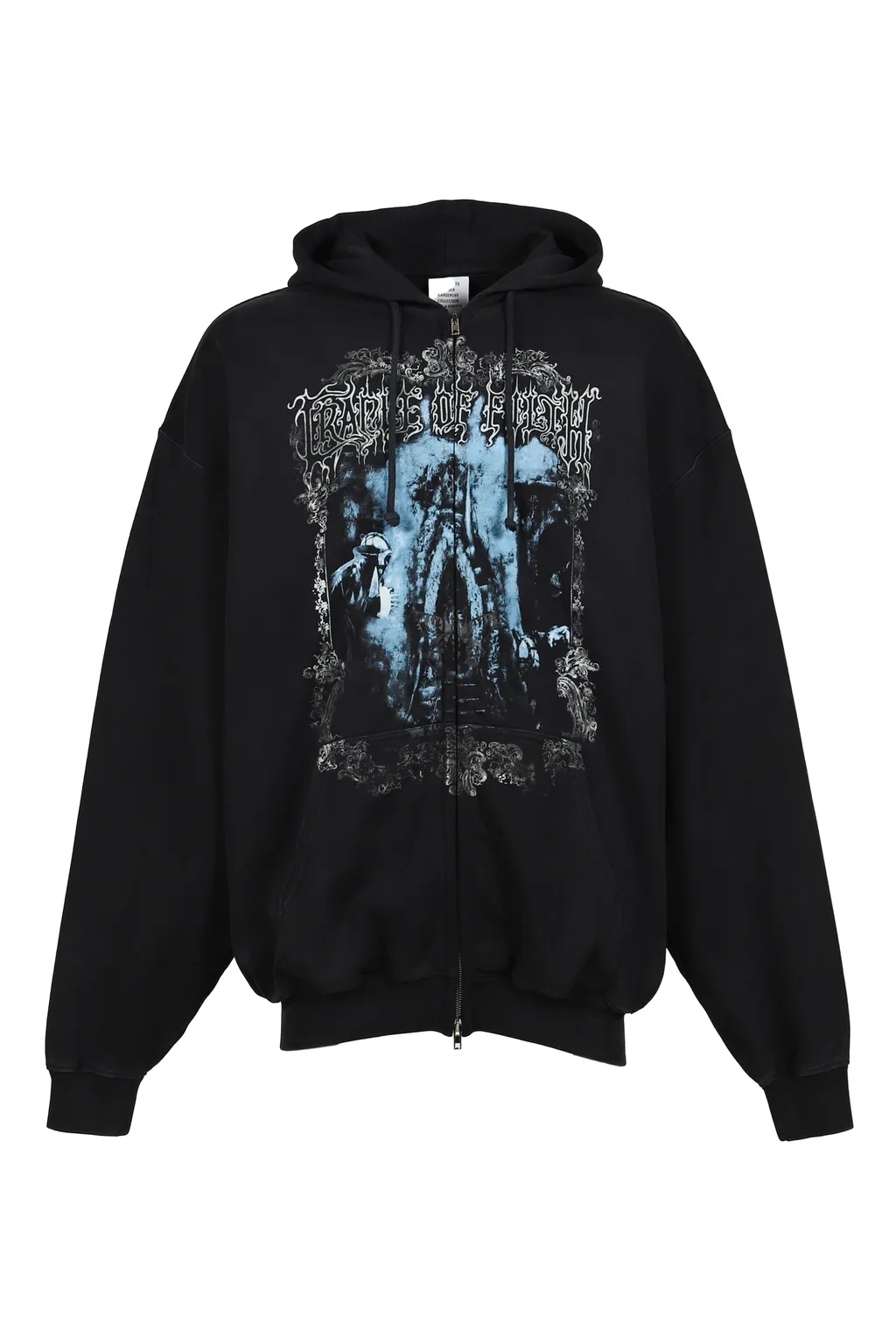 Cof Butterfly Oversized Zip-Up Hoodie / Washed Blk