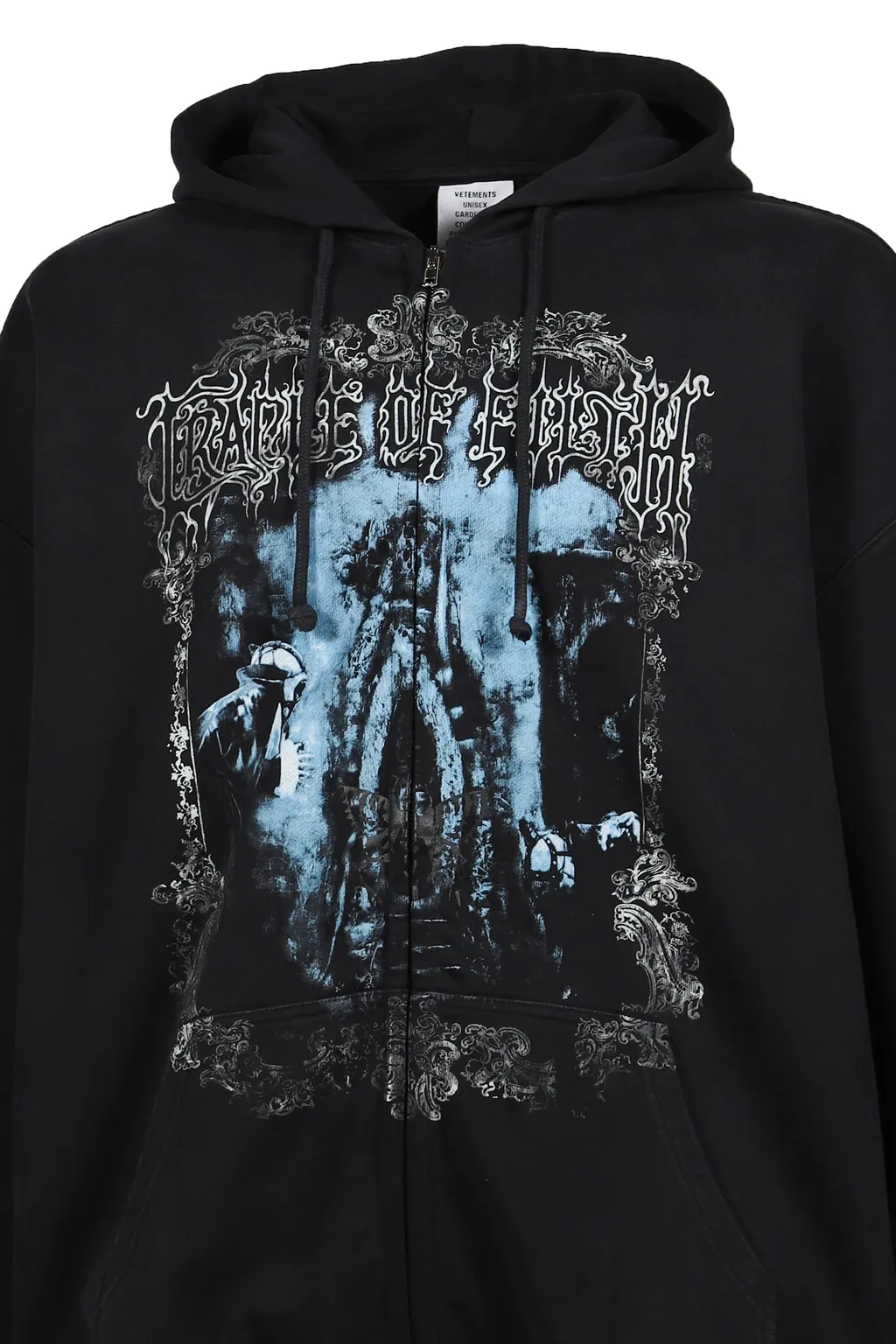 Cof Butterfly Oversized Zip-Up Hoodie / Washed Blk