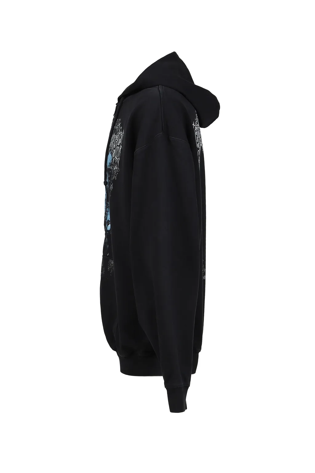 Cof Butterfly Oversized Zip-Up Hoodie / Washed Blk