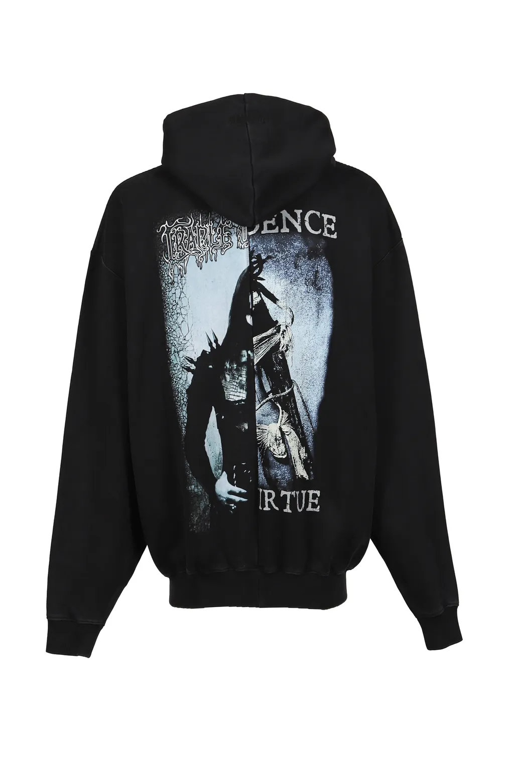 Cof Cut-Up Oversized Zip-Up Hoodie / Blk / Blk