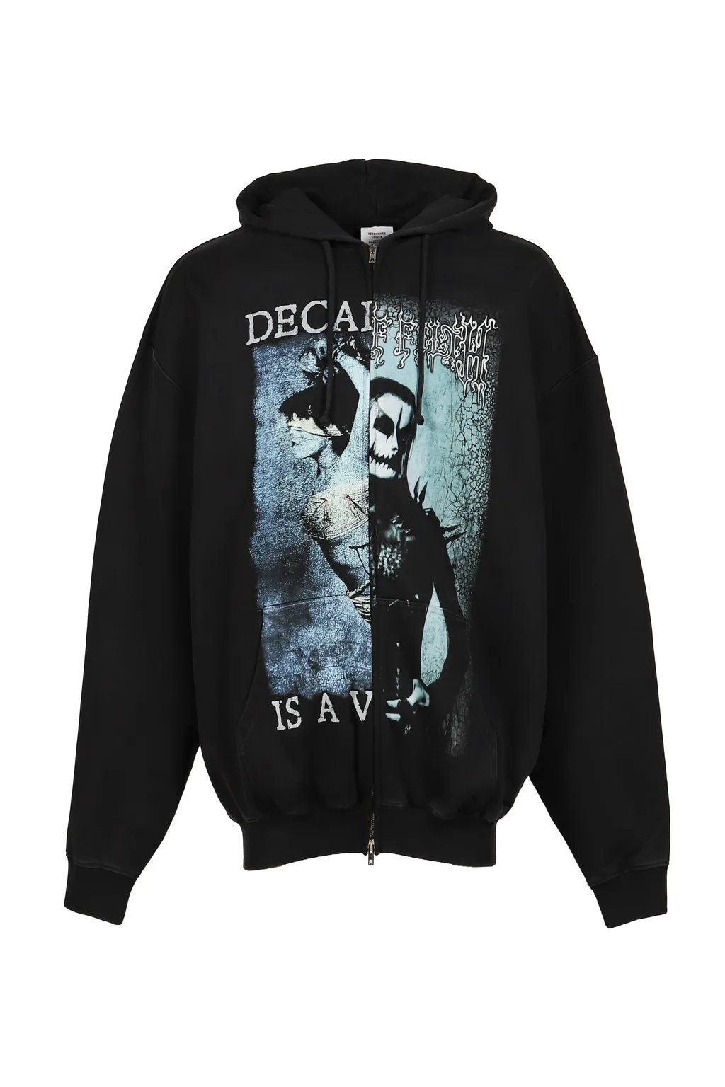 Cof Cut-Up Oversized Zip-Up Hoodie / Blk / Blk