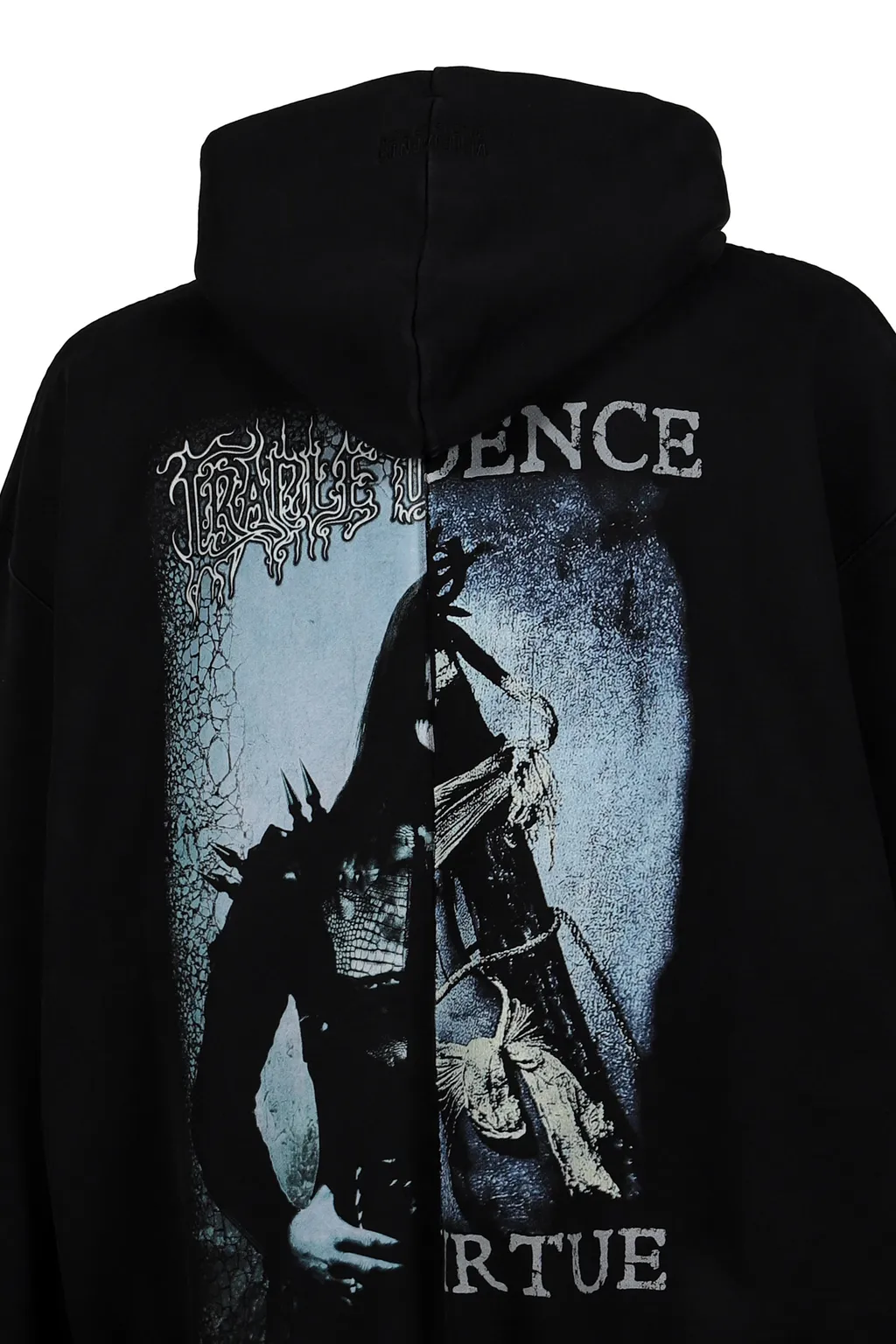 Cof Cut-Up Oversized Zip-Up Hoodie / Blk / Blk