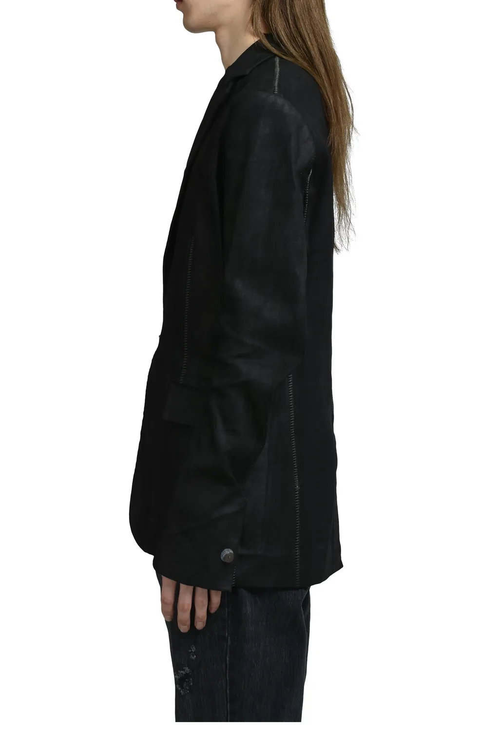 Stretch Leather Classic Blazer / Noir Pionnier