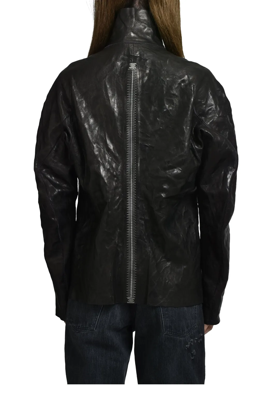 High Neck Leather Jacket / Blk Humanoid