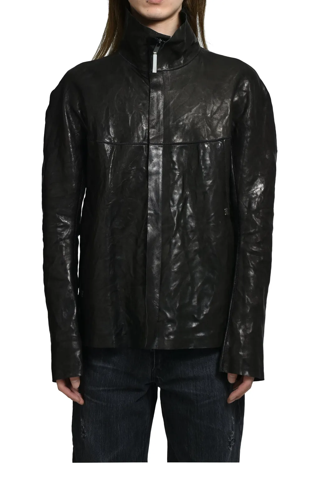 High Neck Leather Jacket / Blk Humanoid