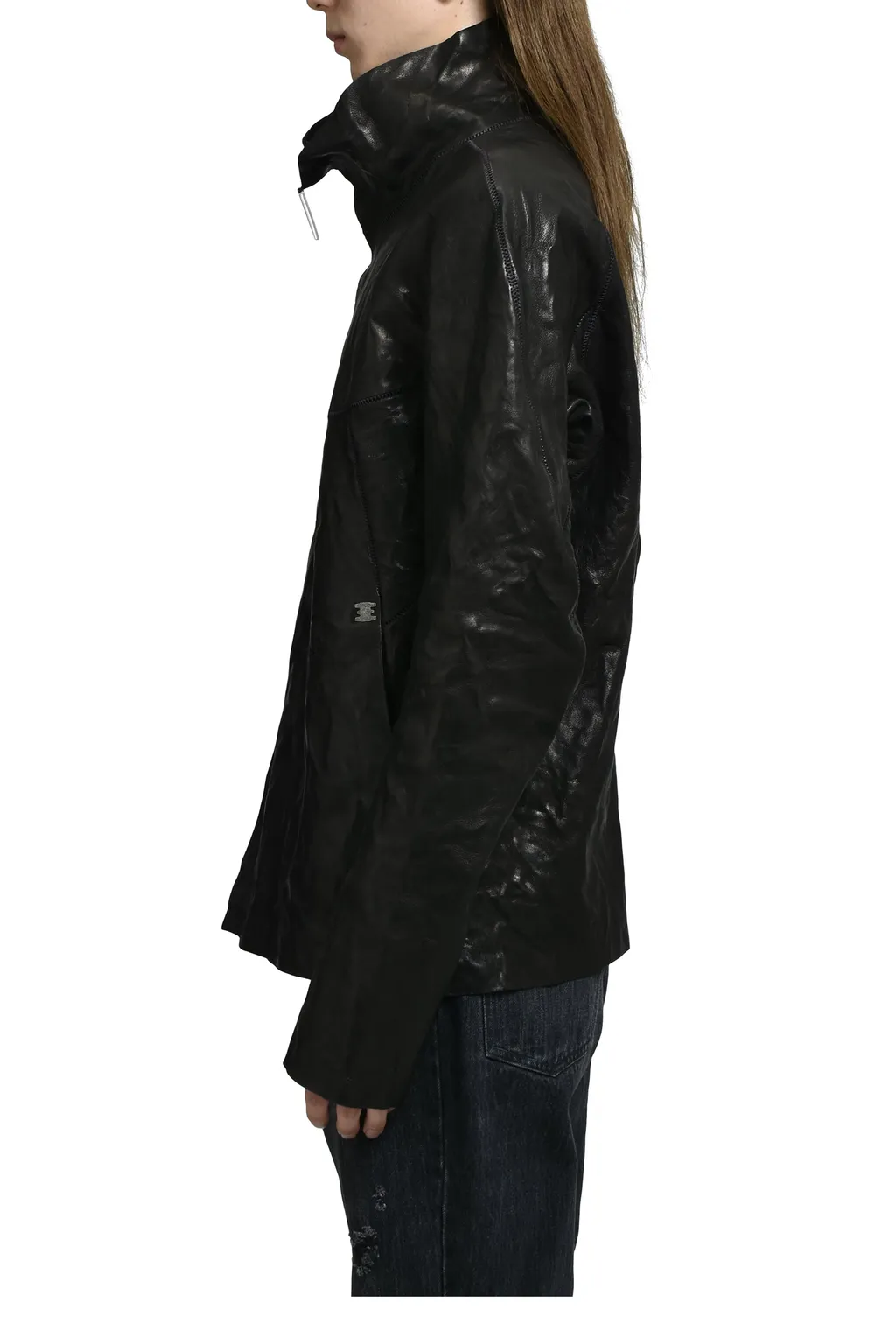 High Neck Leather Jacket / Blk Humanoid