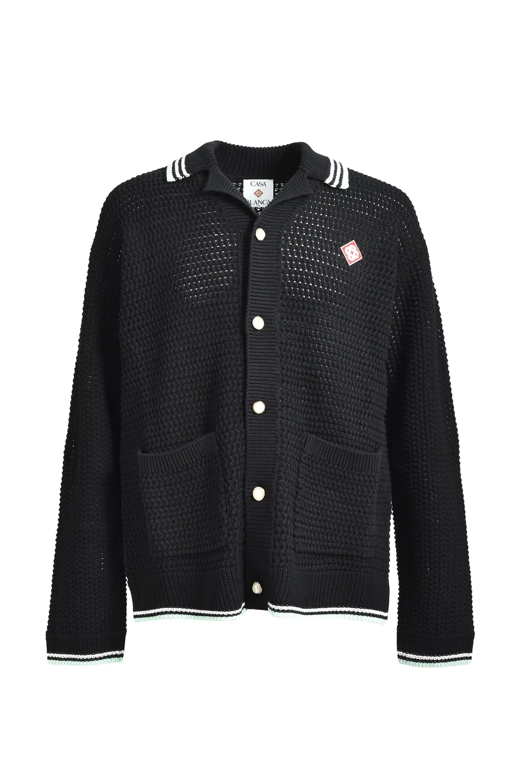 Embroidered Faux Crochet Shirt / Blk