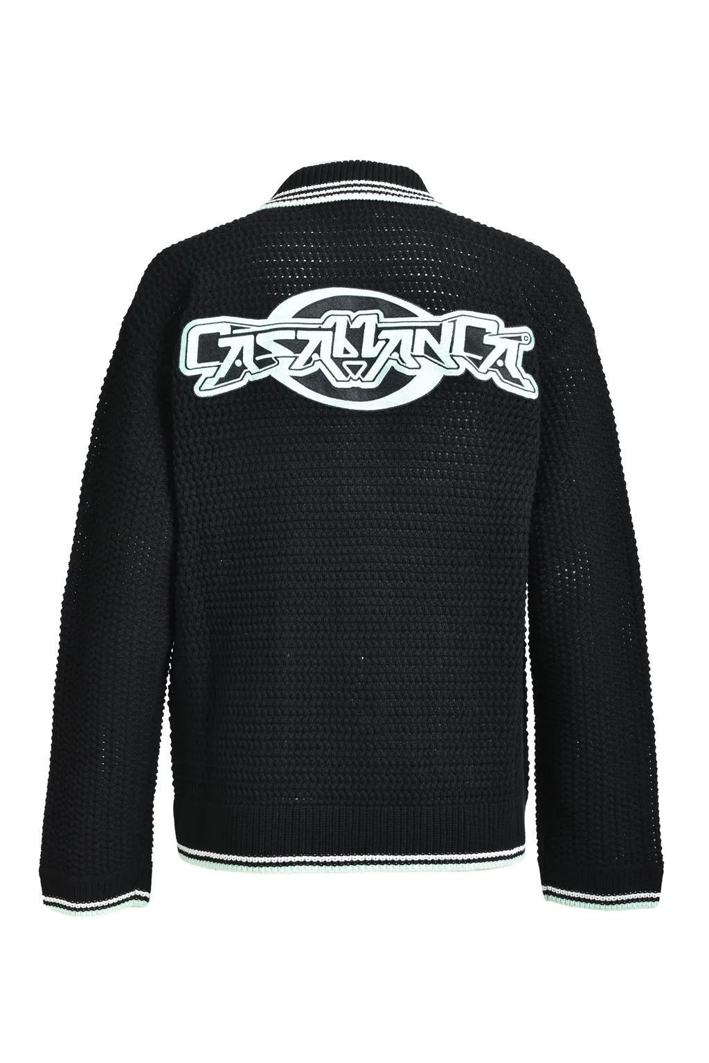 Embroidered Faux Crochet Shirt / Blk