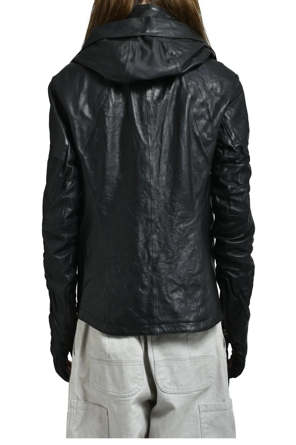 Horse Leather Glove Attached Jacket / Blk
