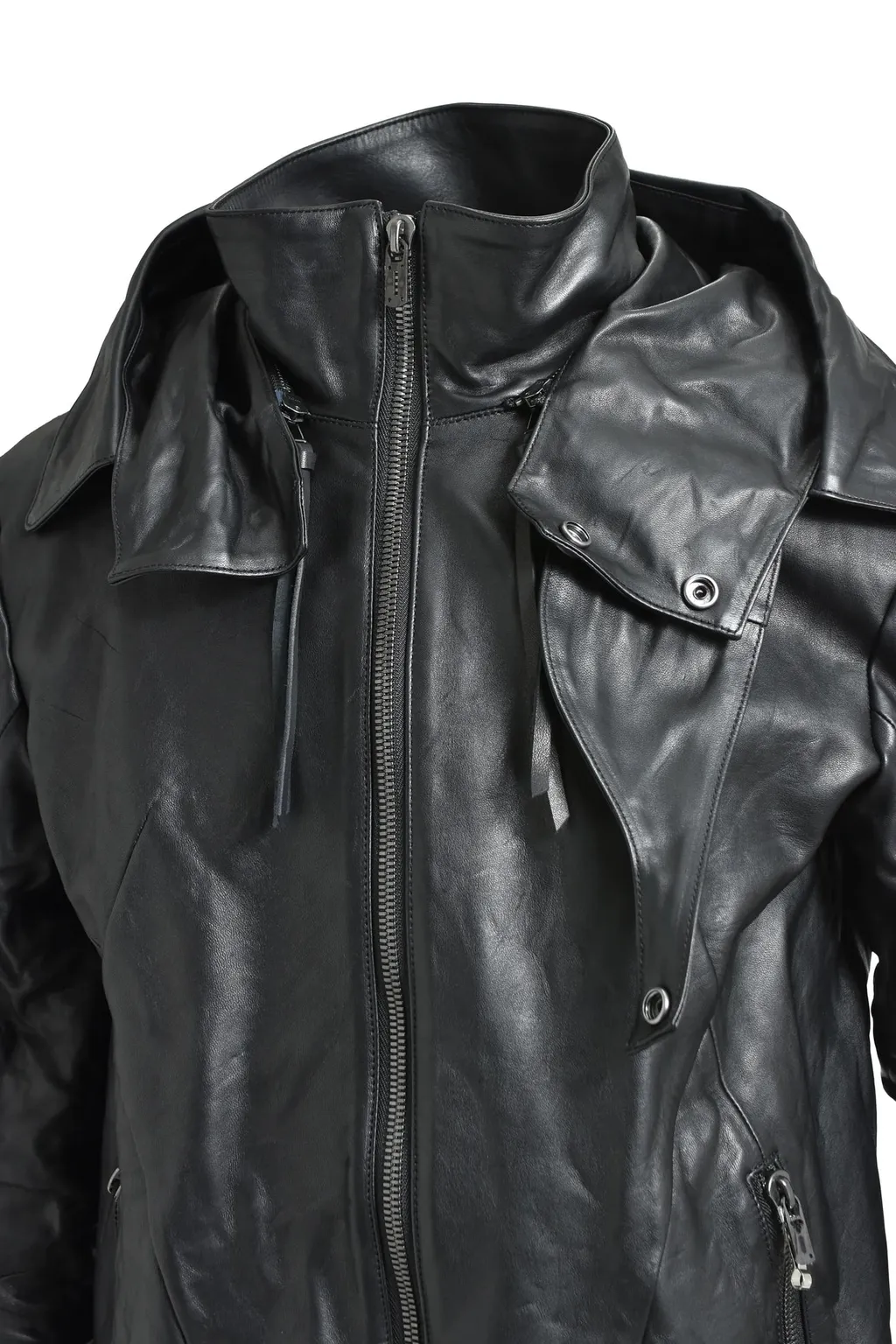 Horse Leather Glove Attached Jacket / Blk