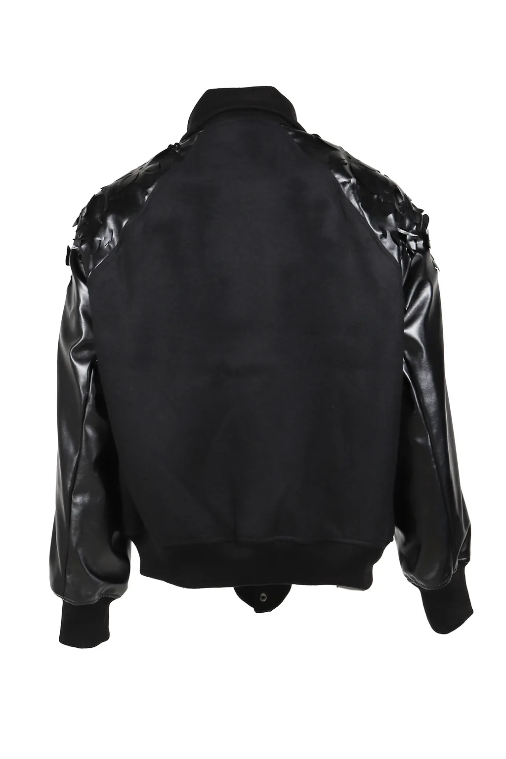 Laser-Cut Flower Varsity Jacket / Blk