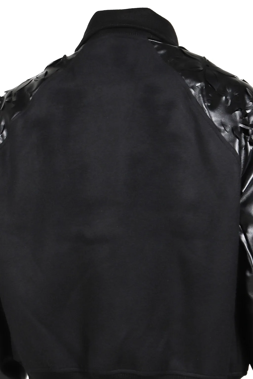 Laser-Cut Flower Varsity Jacket / Blk