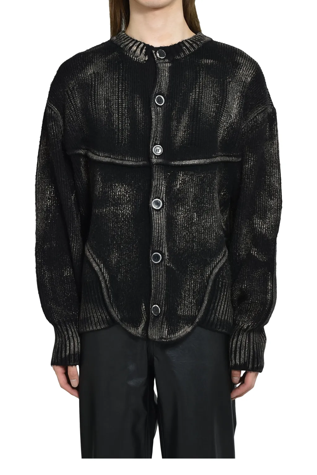 Painted Corset Knit Cardigan / Blk