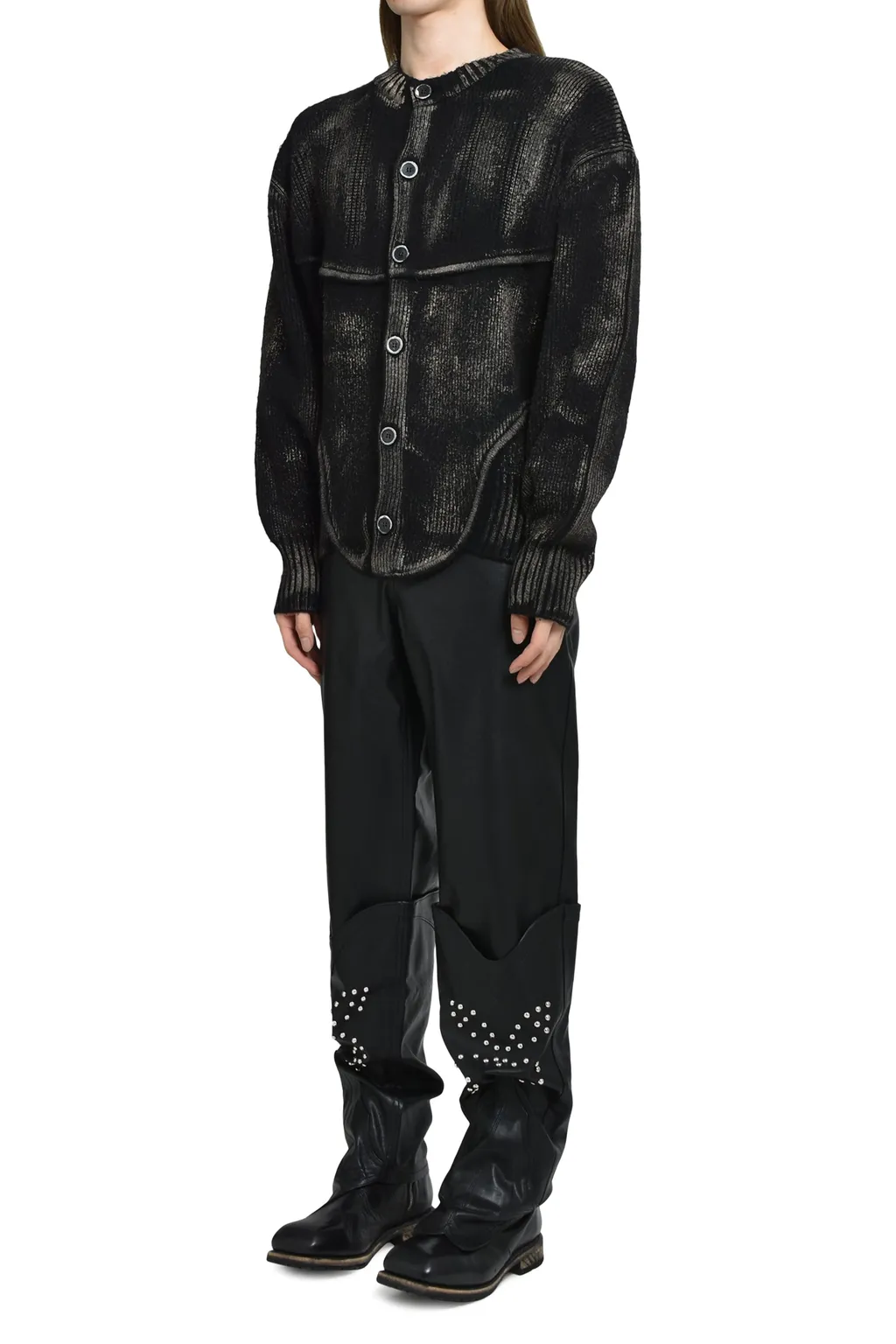 Painted Corset Knit Cardigan / Blk