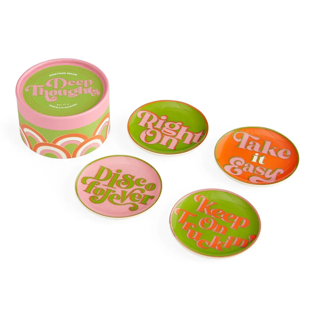 Jonathan Adler Pack Of 4 Deep Thoughts Coasters