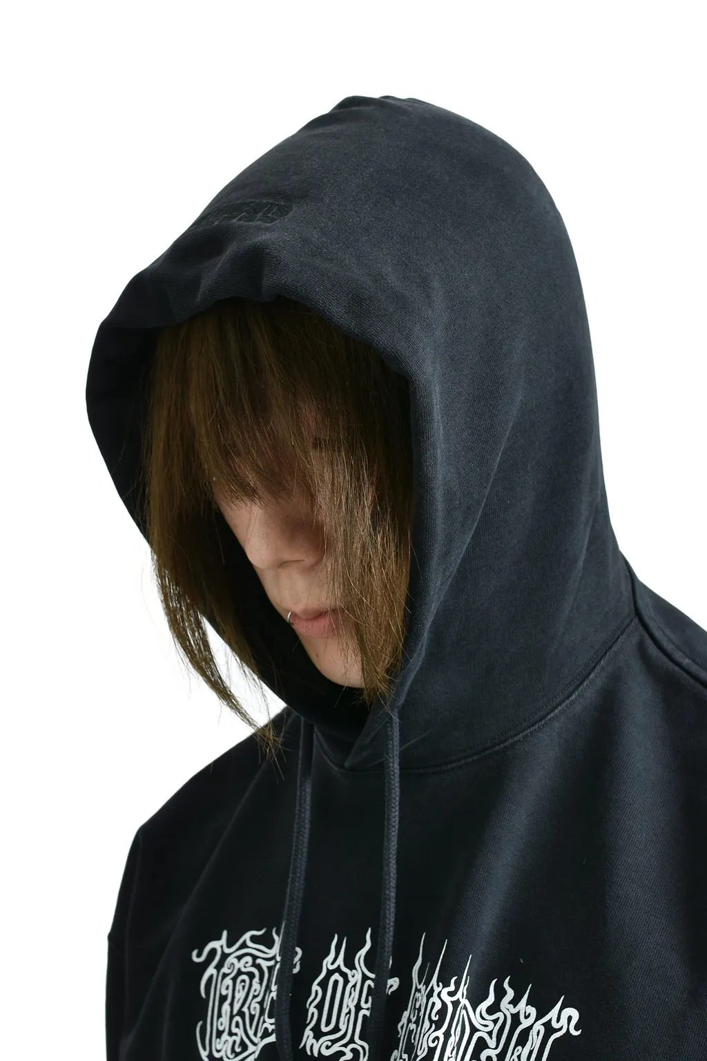 Cof Logo Oversized Hoodie / Washed Blk