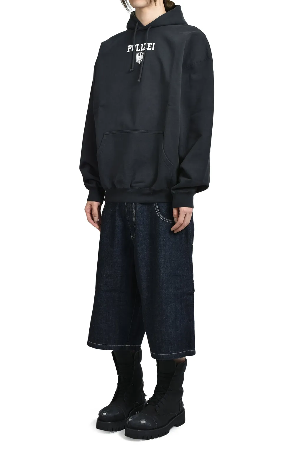 Polizei Oversized Hoodie / Washed Blk