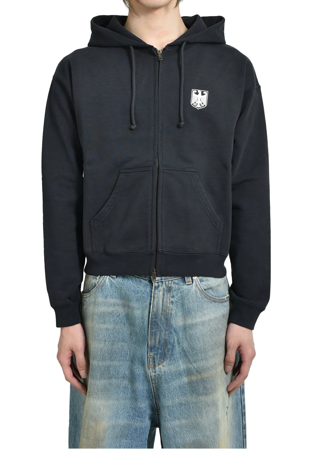Polizei Fitted Zip-Up Hoodie / Blk
