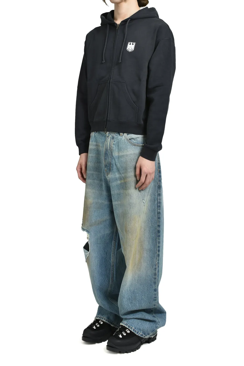 Polizei Fitted Zip-Up Hoodie / Blk